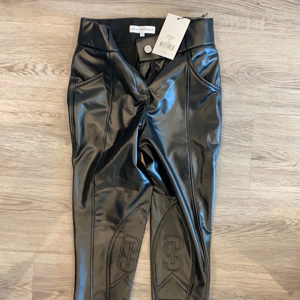 NWT PS of Sweden black pleather horse riding breeches